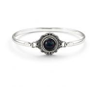 Statement Black Opal Cuff Bracelet for Women 925 Sterling Silver Boho Wrist Jewellery Bold Artisan Design