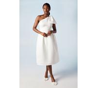 Statement Bow One Shoulder Bridal Midi Dress Coast Ivory 10