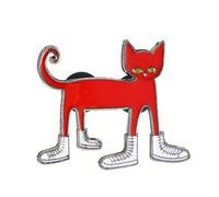 Statement Cat Wear White Shoes Enamel Brooch for Women Girls Men Funny Novelty Kitten Lapel Pins Cute Playful Animal Brooches Badge Pin Backpacks Bag Jacket Hat Clothes Diy Accessory Jewelry Gifts