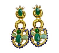 Statement Drops Earrings in Vintage Designs with Faceted Glass Stone for Formal Event Crystals Embellished Earrings