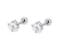 Statement Earrings for Women Set, Wedding Earrings for Bridesmaids Silver 4mm Heart Shaped White Stainless Steel