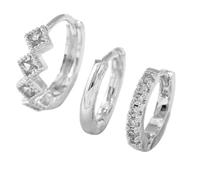 Statement Earrings for Women Trendy Real Gold Plated Chunky Small Cartilage Hoops Cute Cubic Zirconia Dangle Stud Earrings Jewelry (Silver, One Size)