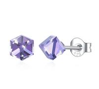 Statement Earrings, Purple Earrings Vintage Square Shaped Wedding Earrings for Bridesmaids with Cubic Zirconia Sterling Silver