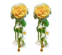 Statement Earrings With Eye-catching Flower Details | Dangle Lightweight Pearl Tassels - Floral Boho Designed Statement Earrings | For Summer Vacation And Travel As Well As Romantic Dates