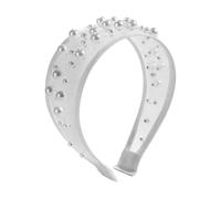 Statement Faux Pearl Hair Headband Wide Fabric Wrapped Headdress for Elevating Hairstyles At Work Dinners and Pearl Embellished Headband Wide Hair Hoop Fabric Wrapped Headwear Arched Tea