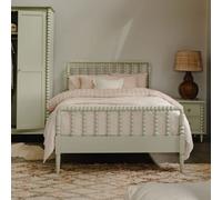 Statement Furniture Cromwell 4Ft6 Wooden Bed Frame With Bobbin Design Headboard And Foot End - Pale Olive