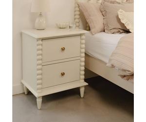 Statement Furniture Cromwell Bedside Table with Bobbin Design in Cream Statement Furniture Cream