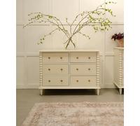 Statement Furniture Cromwell Large 6 Drawer Chest Of Drawers With Bobbin Design - Linen Cream