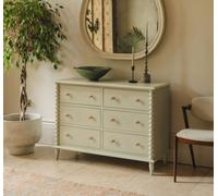 Statement Furniture Cromwell Large 6 Drawer Chest Of Drawers With Bobbin Design - Pale Olive