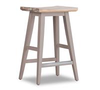 Statement Furniture Florence Bar Stool, Acacia Hardwood Rectangular Seat in Taupe Statement Furniture Taupe
