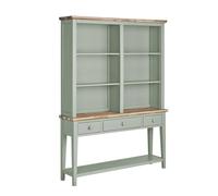 Statement Furniture Florence Console Table & Hutch, Slimline Display Cabinet in Light Green Statement Furniture Light Green
