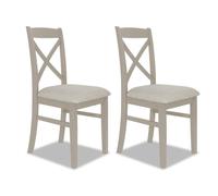 Statement Furniture Florence Crossback Upholstered Seat Chairs Set of 2 in Taupe Statement Furniture Taupe