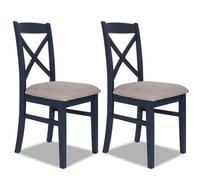 Statement Furniture Florence Crossback Upholstered Seat Chairs Set Of 2 - Navy Blue