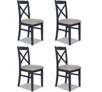 Statement Furniture Florence Crossback Upholstered Seat Chairs Set Of 4 - Navy Blue