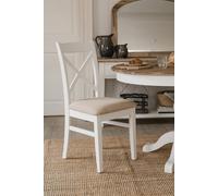Statement Furniture Florence Crossback Upholstered Seat Dining Chair in White Statement Furniture White