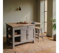 Statement Furniture Florence Dove Grey Kitchen Island With Cupboard And Shelves