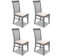 Statement Furniture Florence Highback Wooden Seat Chairs Set of 4 in Light Grey Statement Furniture Light Grey