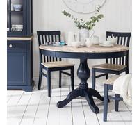 Statement Furniture Florence Large Navy Blue Pedestal Round Dining Table 120Cm