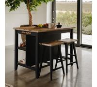 Statement Furniture Florence Navy Blue Breakfast Bar Kitchen Island With Shelves