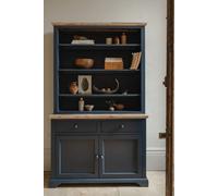 Statement Furniture Florence Navy Blue Display Cabinet With Height Adjustable Shelves And Cupboard