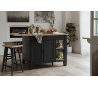 Statement Furniture Florence Navy Blue Kitchen Island With Cupboard And Shelves