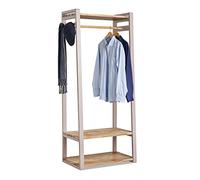Statement Furniture Florence Open Wardrobe with Shelves & Rail - Luxury Wooden Clothes Rail Unit with Solid Acacia Shelves, Freestanding Open Closet Storage (Truffle)
