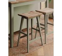 Statement Furniture Florence Sage Green Bar Stool, H65Cm, Acacia Hardwood Rectangular Seat