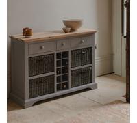 Statement Furniture Florence Sideboard With Wine Rack, 3 Drawers And Storage Baskets - Dove Grey