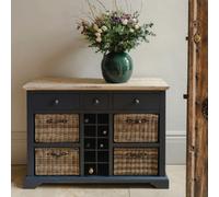 Statement Furniture Florence Sideboard With Wine Rack, 3 Drawers And Storage Baskets - Navy Blue