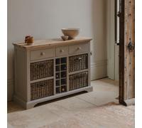 Statement Furniture Florence Sideboard With Wine Rack, 3 Drawers And Storage Baskets - Truffle
