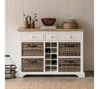 Statement Furniture Florence Sideboard With Wine Rack, 3 Drawers And Storage Baskets - White