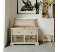 Statement Furniture Florence Storage Bench With 2 Drawers And 2 Baskets - Sage Green