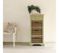 Statement Furniture Florence Tallboy With Drawer And 3 Storage Baskets - Sage Green