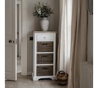 Statement Furniture Florence Tallboy With Drawer And 3 Storage Baskets - White