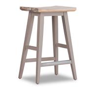 Statement Furniture Florence Truffle Bar Stool, H65Cm, Acacia Hardwood Rectangular Seat