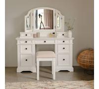 Statement Furniture Gainsborough White Dressing Table Set (Table, Top Drawers, Mirror) Statement Furniture White