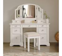 Statement Furniture Gainsborough White Dressing Table Set (Table, Top Drawers, Mirror) Statement Furniture White