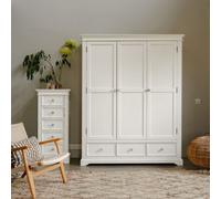 Statement Furniture Gainsborough White Three Door And Tree Drawer Wardrobe With Crystal Handles