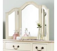 Statement Furniture Juliette 3-Way Dressing Table Mirror | Angle Adjustable, Arched, Wooden Frame, Carved Detail, French Style, Tri Fold | W84cm, H60cm, D2cm (champagne)