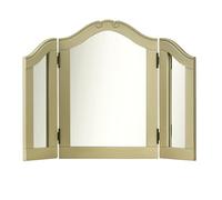 Statement Furniture Juliette 3-Way Gold Dressing Table Mirror | Angle Adjustable, Arched, Wooden Frame, Carved Detail, French Style, Tri Fold | W84cm, H60cm, D2cm (gold)