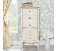 Statement Furniture Juliette Champagne Shabby Chic 5 Drawer Tallboy With Crystal Handles