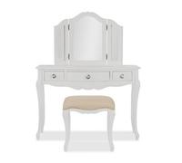 Statement Furniture Juliette Dressing Table Set With Crystal Handles - White