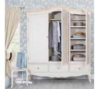 Statement Furniture Juliette Triple Wardrobe. French Style Triple Wardrobe With Crystal Handles - Champagne