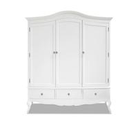Statement Furniture Juliette Triple Wardrobe. French Style Triple Wardrobe With Crystal Handles - White