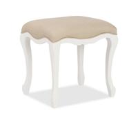 Statement Furniture Juliette Upholstered Stool, White French Style Cushion Seat