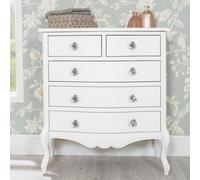 Statement Furniture Juliette White 2 Over 3 Chest Of Drawers With Crystal Handles
