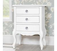 Statement Furniture Juliette White Shabby Chic 3 Drawer Shabby Chic Bedside Table With Crystal Handles