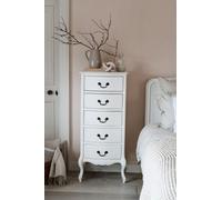 Statement Furniture Juliette White Shabby Chic 5 Drawer Tallboy