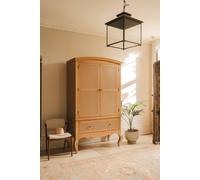 Statement Furniture Louis Large French Double Wardrobe with Rattan Cane Doors & Drawer in Brown Statement Furniture Brown