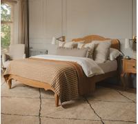 Statement Furniture Louis Oak 4Ft6 Double Bed Frame With Rattan Cane Headboard